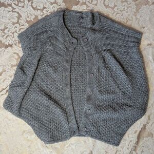 Oversized Wool Blend Gray Lagenlook Scandinavian Vest Size Women's Large